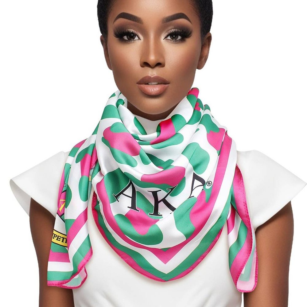 Vibrant Pink and Green Patterned Scarf